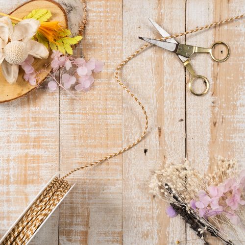 Ruban corde bicolore en polyester, 3 mm x 20 m, beige et crème, pour décoration et emballage cadeau | Floristik24.fr