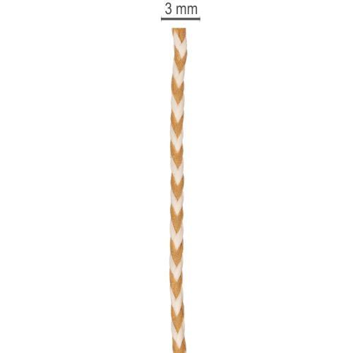 Ruban corde bicolore en polyester, 3 mm x 20 m, beige et crème, pour décoration et emballage cadeau | Floristik24.fr