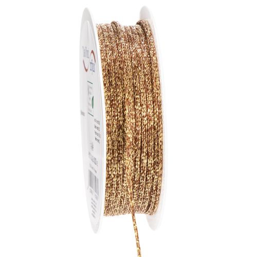 Cordelette décorative scintillante en plastique sur rouleau 3 mm x 20 m or