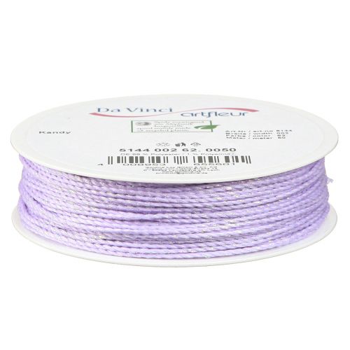 Article Cordon avec cordon décoratif violet mica irisé 15mm 50m