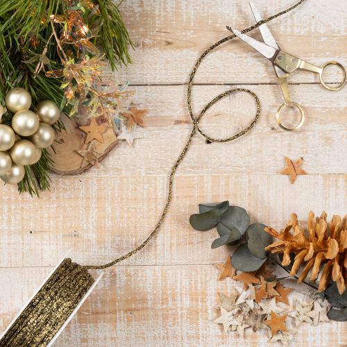 Corde brillante en polyester noir et or 3 mm x 20 m pour décoration et emballage cadeau | Floristik24.fr