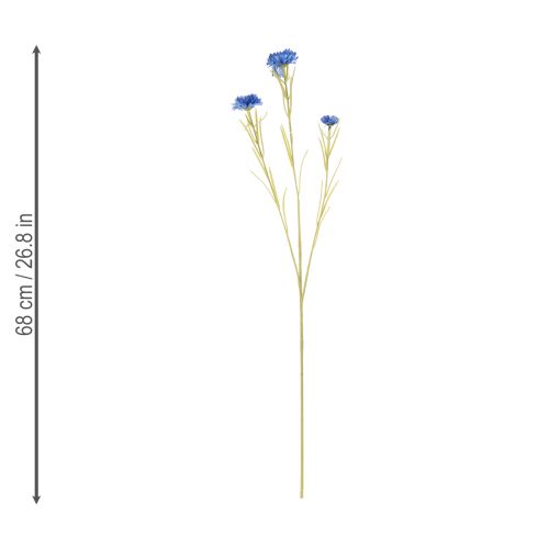 Article Fleurs artificielles bleuet pour une décoration de salon élégante et estivale, 68 cm, lot de 4