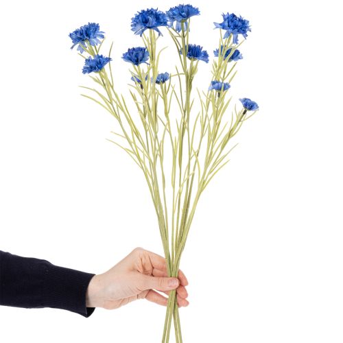 Article Fleurs artificielles bleuet pour une décoration de salon élégante et estivale, 68 cm, lot de 4