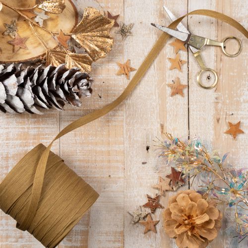 Ruban Frisé en Papier Marron 10 mm x 1 m pour Décoration et Emballages | Floristik24.fr
