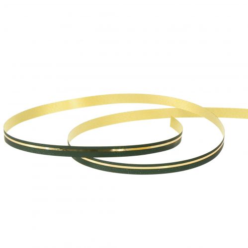 Article Ruban de curling ruban cadeau vert avec rayures dorées 5mm 250m