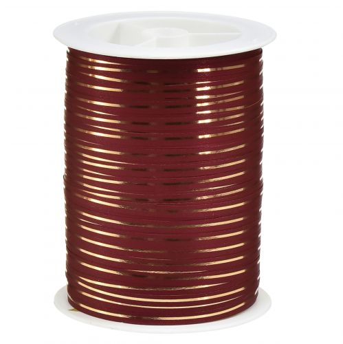 Ruban de curling ruban cadeau rouge avec rayures dorées 5mm 250m