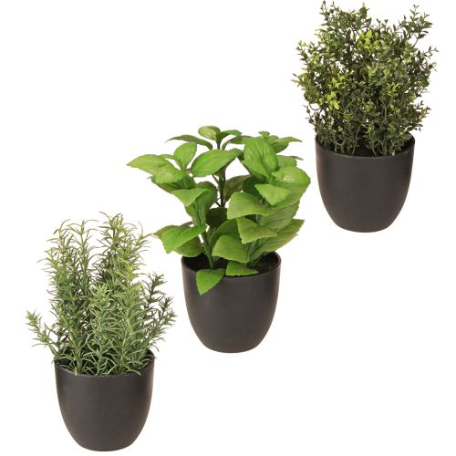 Article Herbes artificielles basilic thym romarin Ø11,5cm 3pcs