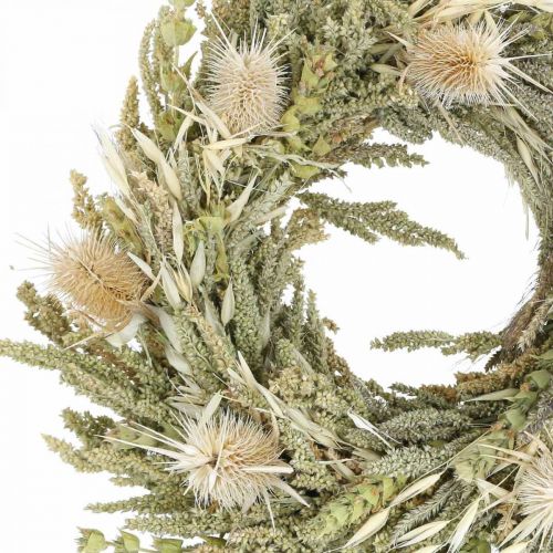 Carte couronne de fleurs séchées grain d&#39;herbe de chardon Ø28cm