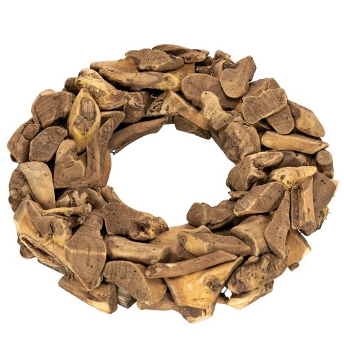 Couronne décorative en bois naturel, ronde, 35 cm | Floristik24.fr
