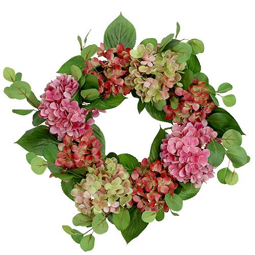 Floristik24 Couronne d'hortensias Ø60cm vert, rose 1p