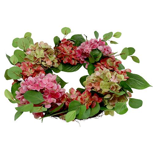Floristik24 Couronne d'hortensias Ø60cm vert, rose 1p