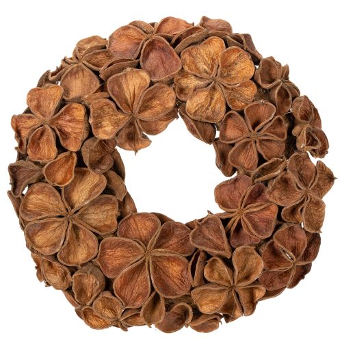 Couronne décorative en lotus séché 35 cm, marron