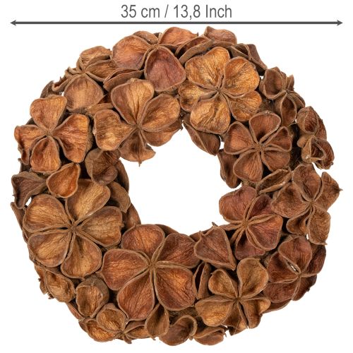 Couronne décorative en lotus séché 35 cm, marron | Floristik24.fr