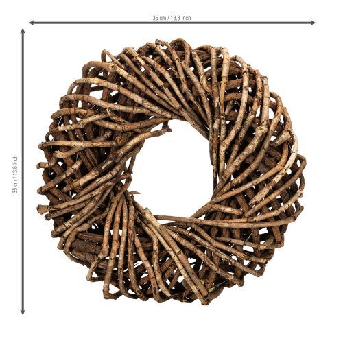 Couronne en rotin rond en branches naturelles 35 cm | Floristik24.fr