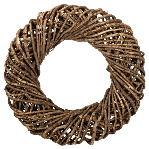 Couronne décorative en branches naturelles, couronne en rotin, ronde, grande, 45 cm.