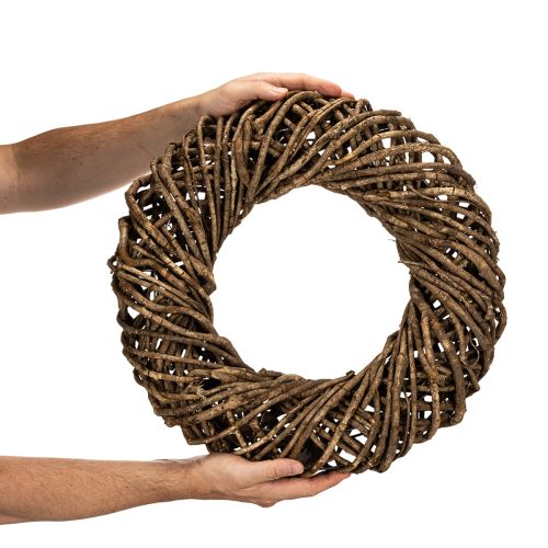 Couronne décorative en branches naturelles, couronne en rotin, ronde, grande, 45 cm. | Floristik24.fr