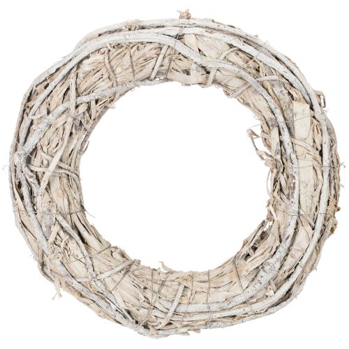 Grande couronne en bois blanchie 40 cm pour décoration acheter | Floristik24.fr
