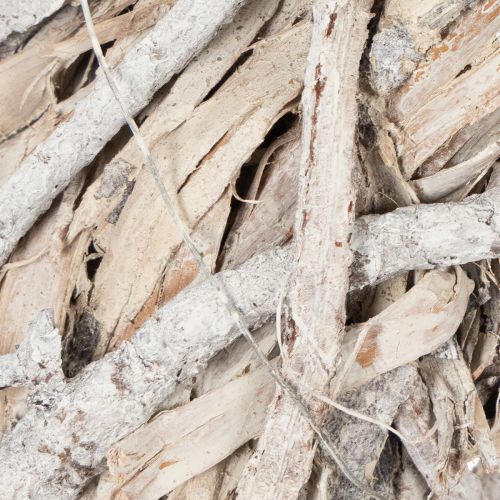 Grande couronne en bois blanchie 40 cm pour décoration | Floristik24.fr