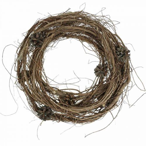 Floristik24 Couronne naturelle branches d&#39;orme cônes déco guirlande nature Ø35cm H8cm