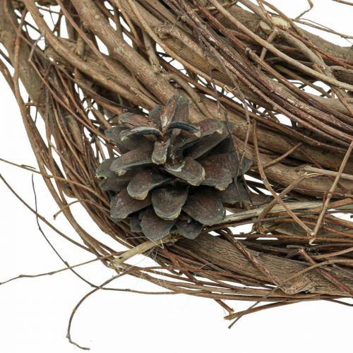 Article Couronne naturelle branches d'orme cônes déco guirlande nature Ø35cm H8cm