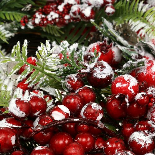 Floristik24 Guirlande de vert aux fruits rouges givrés 36cm