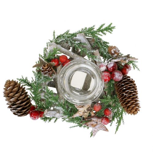 Floristik24 Petite couronne décorative avec verre Ø17cm