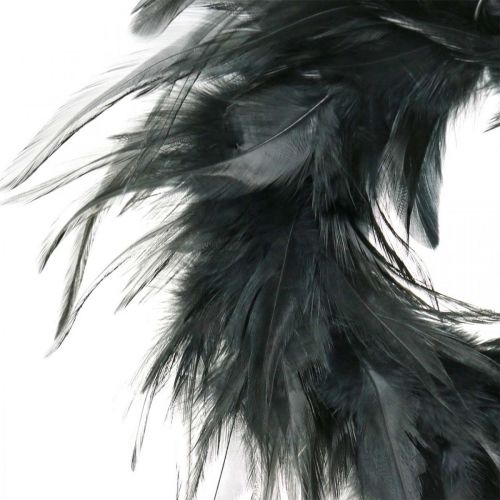 Floristik24 Couronne de plumes noire petit Ø11cm décoration de Pâques vraies plumes
