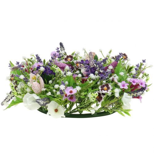 Floristik24 Couronne damier fleur/lavande/lilas Ø28cm