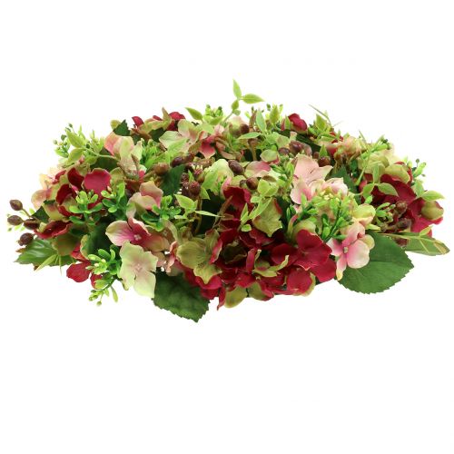 Floristik24 Couronne d'hortensias / baies rouge foncé Ø30cm