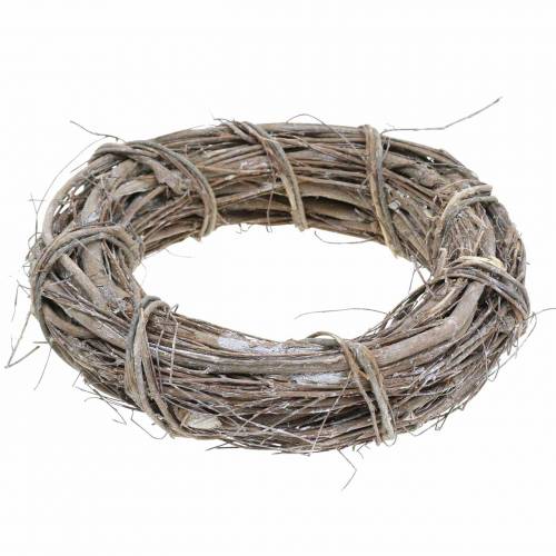 Floristik24 Couronne déco saule Ø20cm blanc délavé