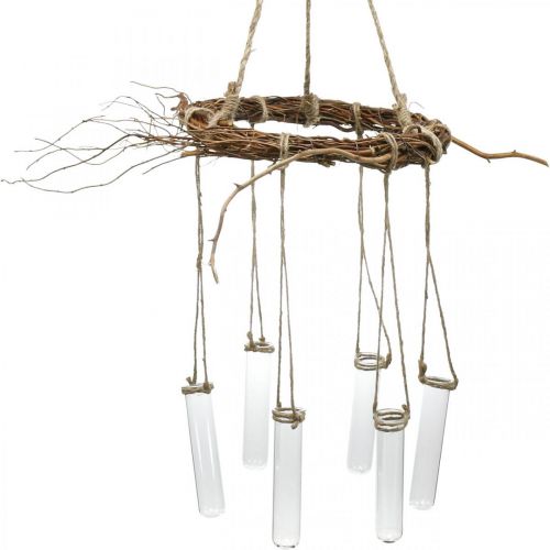 Floristik24 Couronne de saule avec éprouvettes, couronne décorative à suspendre L85cm Ø28cm