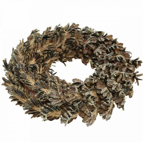 Article Cônes de couronne décorative Couronne de Noël marron, pailleté Ø30cm