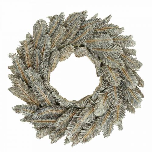 Floristik24 Cônes de couronne décorative Couronne de l&#39;Avent couronne de porte blanche, pailletée Ø35cm