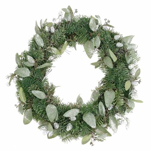 Floristik24 Couronne décorative eucalyptus et cônes artificiels Ø45cm vert, blanc