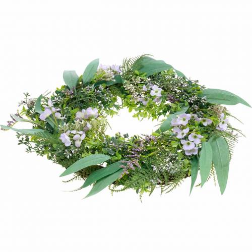 Article Couronne décorative eucalyptus, fougère, fleurs Couronne artificielle Guirlande de table