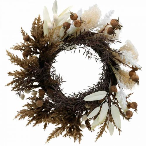 Guirlande décorative gazon artificiel sec et fruits porte couronne Ø50cm Guirlande décorative gazon artificiel sec et fruits porte couronne Ø50cm