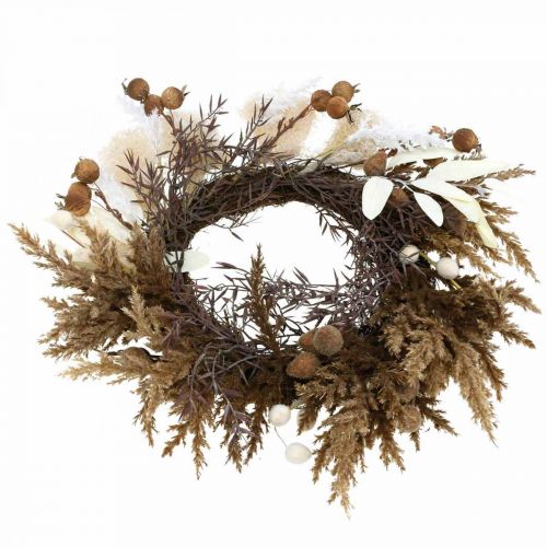 Guirlande décorative gazon artificiel sec et fruits porte couronne Ø50cm