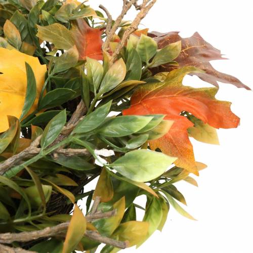 Article Guirlande de feuilles d&#39;automne artificiellement verte, jaune, orange Ø45cm