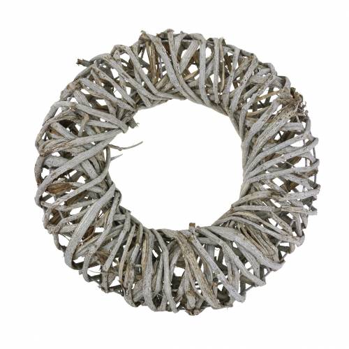 Floristik24 Couronne décorative liane bois lavé blanc Ø40cm