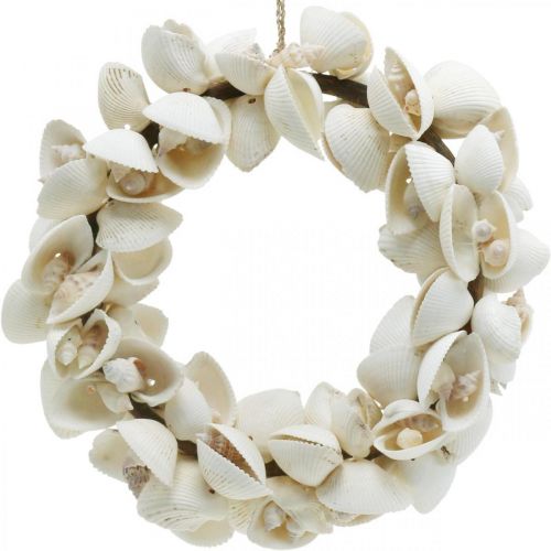 Floristik24 Couronne maritime, décoration marine, couronne décorative coquillages et coquilles d&#39;escargots naturel Ø26,5cm