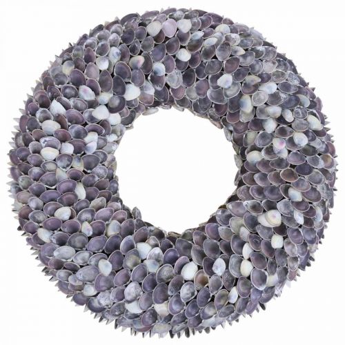 Floristik24 Couronne de coquillages, coquillages naturels, chippy violet, couronne de mer Ø40cm