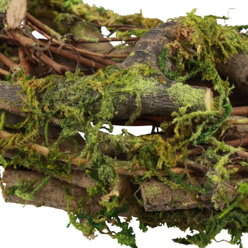 Floristik24 Couronne couronne naturelle couronne en bois branches mousse paillettes Ø28cm