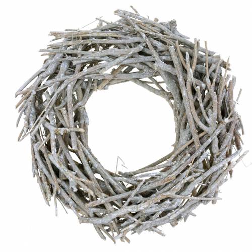 Guirlande décorative de branches lavées blanc Ø50cm