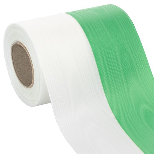 Article Ruban moiré pour couronne, 125 mm x 25 m, vert et blanc, ruban tissé en taffetas, ruban national, ruban décoratif