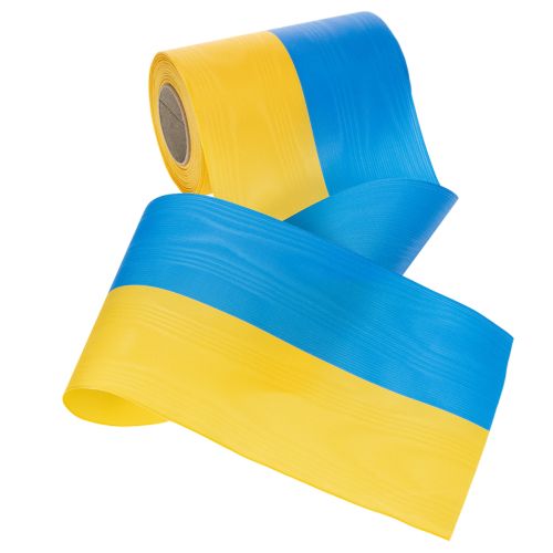 Article Rubans moirés pour couronnes de 150 mm, bleus et jaunes - rubans de deuil et décoratifs haut de gamme, pour les célébrations, rubans pour nœuds