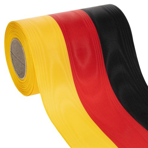Rubans moirés pour couronnes, 150 mm, noir-rouge-or, effet moiré français, rouleau de 25 m, pour décoration et cérémonies funéraires. acheter | Floristik24.fr