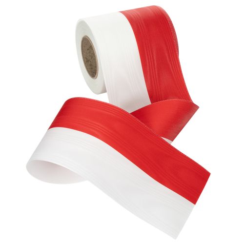 Article Rubans de couronne moirés blanc-rouge 100 mm