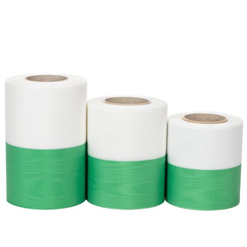 Rubans moirés verts et blancs pour couronnes, largeurs variées, 25 m acheter | Floristik24.fr