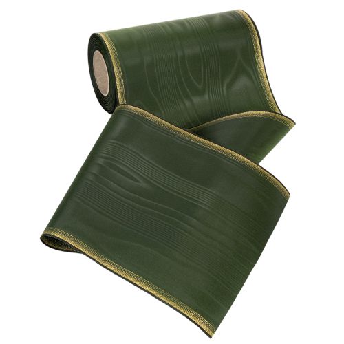 Article Ruban moiré pour couronne, 200 mm, vert foncé, bord perlé et tissage taffetas - ruban décoratif pour les célébrations et les compositions florales funéraires, 25 m