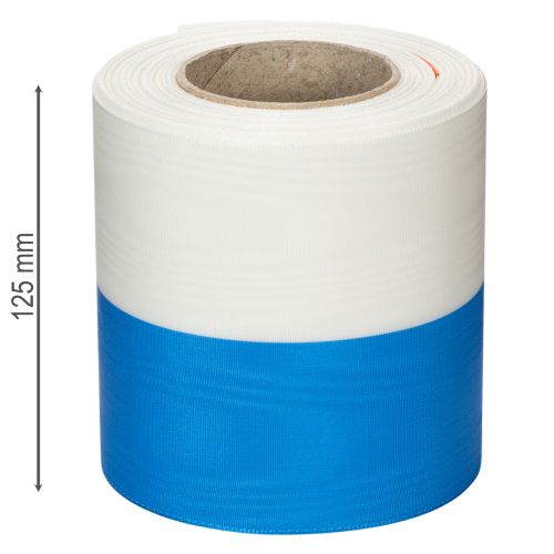 Article Ruban décoratif en taffetas bleu et blanc à motif couronne, 100 mm